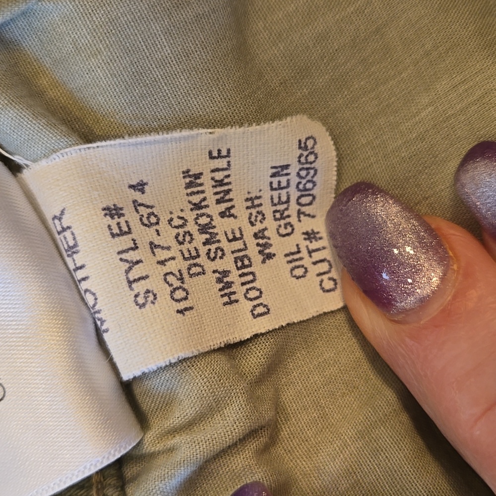 MOTHER High-Rise Olive Green Straight Jeans - Picture 11 of 15